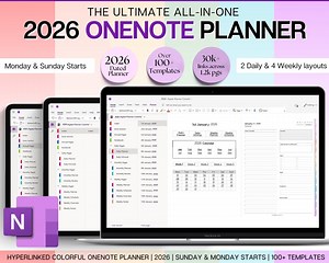 OneNote Planer, 2026 BUNTER Digitaler Planer, OneNote Vorlage, Tages-, Wochen-, Monatsplanung, Fenster, Adhd Notebook, One Note - Etsy.de