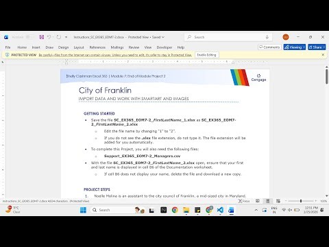 Shelly Cashman Excel 365 | Module 7: End of Module Project 2 City of Franklin