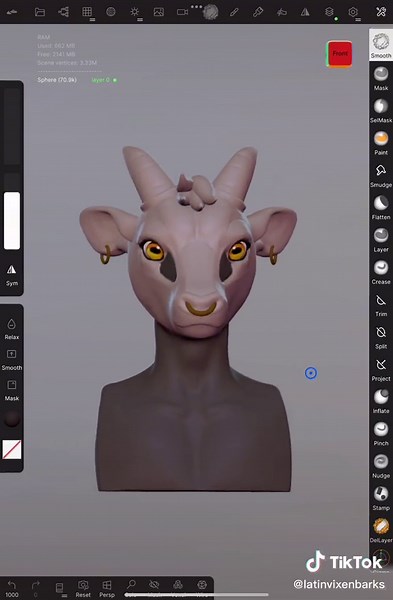 Goat Mask Design Progress | 3D Fursuit Cosplay Creation