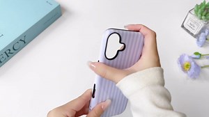 NITITOP Compatible for iPhone 17 Pro Max Case Cute Matte Magnetic Compatible with MagSafe Vertical Striped for Woman Girl Man Boy Hybrid 2 Layers Back Shockproof Protective Cover - Apricot