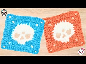 Easy Skull Granny Square Tutorial Crochet Pattern for Beginners