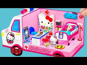 Make Pink Miniature Hello Kitty Ambulance Hospital | DIY Doctor Set & Medical Kit