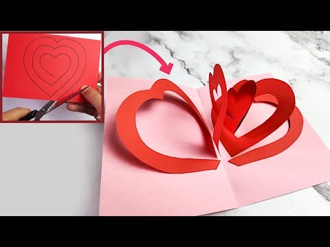 DIY Valentine Pop Up Card in minutes - Easy 3D Heart Card Tutorial