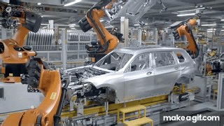 BMW Car Factory 🦾 ROBOTS = Fast PRODUCTION and MANUFACTURING on Make a GIF