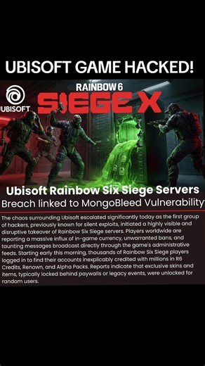 Hackers expose ubisofts rainbow 6 siege server by exploiting the mongobleed vulnerability #securityfail #r6siege #ubisoft #gameexploit #pcgaming