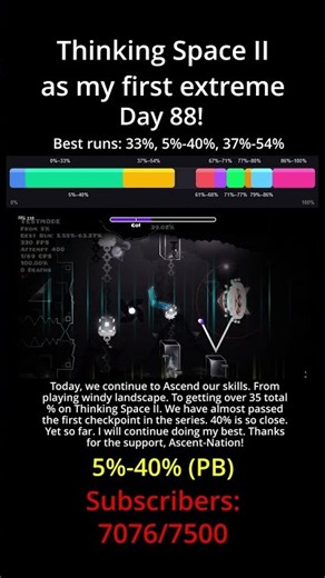 Thinking Space 2 as my FIRST extreme | day 88 (5%-40% NC) #geometrydash #gd #ascent #thinkingspace2