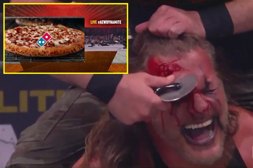 marketing AEW star Chris Jericho sliced open with a pizza cutter live on TV – then they cut to a Domino’s Pizza advert