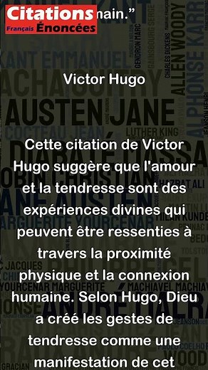 Dieu fit pour l'amour la caresse, pour la caresse ta main. - Victor Hugo