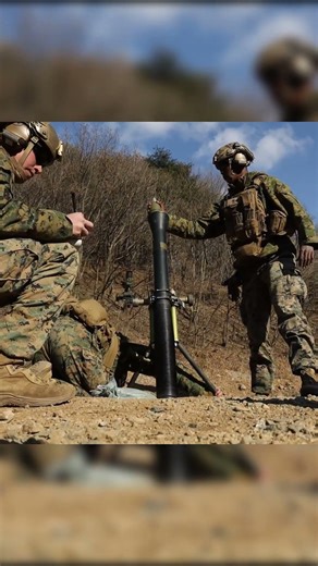 Watch U.S. Marines Fire 81mm Mortars in Powerful Drill #shorts #military