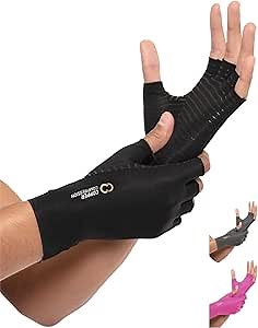 Copper Compression Arthritis Gloves | Fingerless Arthritis Carpal Tunnel Pain Relief for Men & Women | Hand Support Wrist Brace for Neuropathy, Rheumatoid, Tendonitis, Swelling, Crocheting, Typing XS