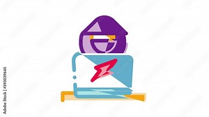 Carder Hacker Elements Icon Animation Carder Silhouette And Smartphone, Bug And Fraud Virus, Laptop And Card
