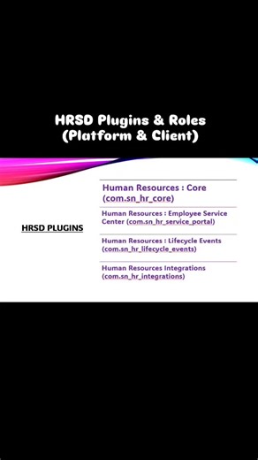 Learn Servicenow with Shivalika on Instagram: "I am here with another "#OnePostOneTopic" series from HRSD and this is 3rd Post 😁. Roles in HRSD - Many don't know about client roles hence specific mention. 👉 Platform roles → for HR admins & case workers 👉 Client roles → for employees using Employee Center Portal and Mobile. 💡 Client roles are NOT manually assigned. They’re automatically granted when a user’s HR Profile is updated with the correct Employment Type. #HRSD1 - https://lnkd.in/gFYt