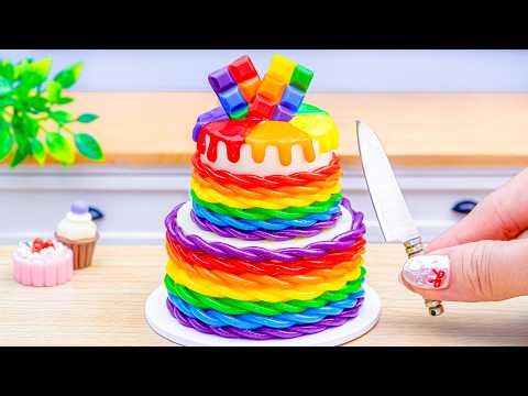 Mini Rainbow KITKAT Cake Recipe With Chocolate 🌈 Mini Cake Decorating and DIY