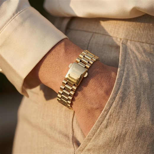 10mm Solid Gold Presidential Bracelet: Chunky Watch Band Link - Etsy