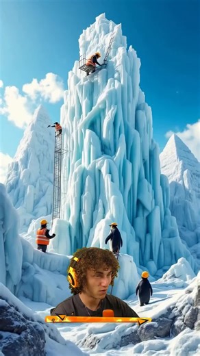 Penguins Carving GIANT Penguin STATUE from Ice!