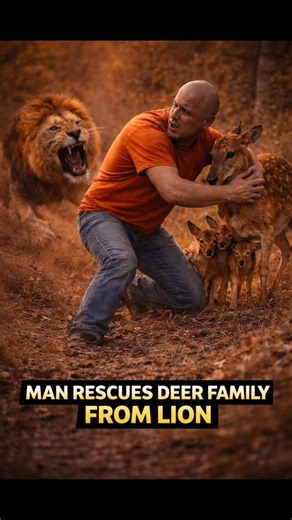 Unexpected Kindness - Man Rescue Deers Family From Lion by the Road #wildlife #rescue
