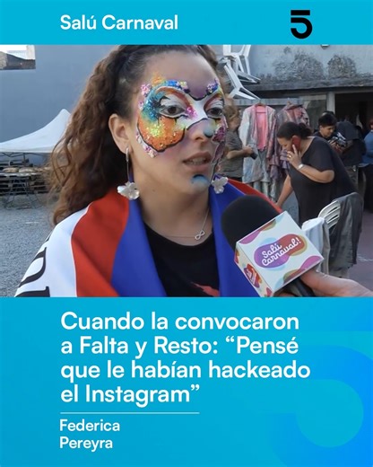 🎭 Federica Pereyra contó en el móvil de #SalúCarnaval cómo fue cuando Pinocho Routin la convocó a Falta y Resto y qué siente hoy al formar parte de la murga. Programa completo en YouTube 👉 https://goo.su/PmG3ccV | Canal 5 Uruguay