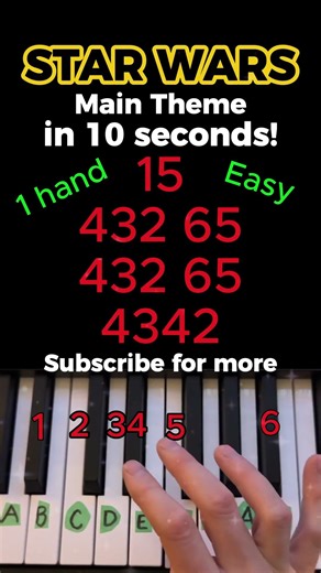 STAR WARS MAIN THEME ON PIANO EASY IN 10 SECONDS