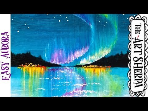 Easy Aurora Borealis Acrylic painting tutorial step by step Live Streaming | TheArtSherpa