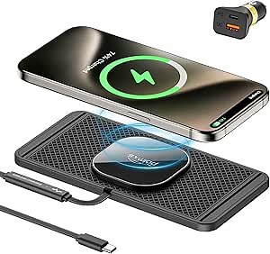 POLMXS Magnetic Wireless Charger car Fast Charging pad Wireless Phone Charger Cell Phone Cordless Charging Compatible with iphone12/13/14/15/16 Series Airpods(C1MAG)