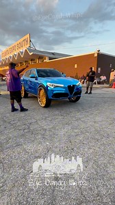 Blue Chrome wrapped Alfa Romeo on gold Ruccis | Eye Candy Whipz Photography