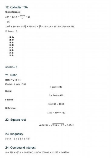 Grade 8 Mathematics Mid Term 2 2026 Exam with Marking Scheme