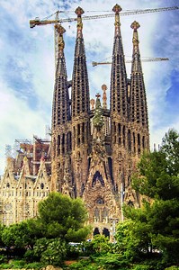 Sagrada Familia à Barcelone, l'église de Gaudi en construction
