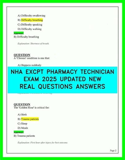 NHA EXCPT Pharmacy Technician Exam 2025 Updated Real Questions & Answers Review Video