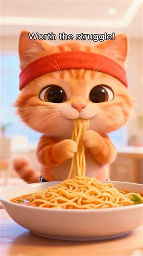When your gym cat tries noodles for the first time... 🍜🐱