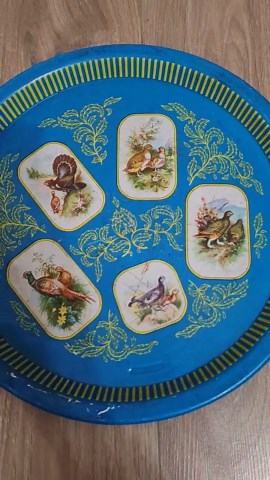 Vintage Blue Metal Serving Tray With Bird Illustrations, Retro Floral Tin Tray, Decorative Kitchen Wall Decor, Rustic Cottage Farmhouse Tray - Etsy