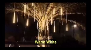 Christmas Lights Outdoor Falling Rain Meteor Shower Lights 12 inch 8 Tube 192 LED Snowfall Icicle Cascading String Light for Xmas Tree Christmas Decorations Holiday Garden, UL Plug,Warm White
