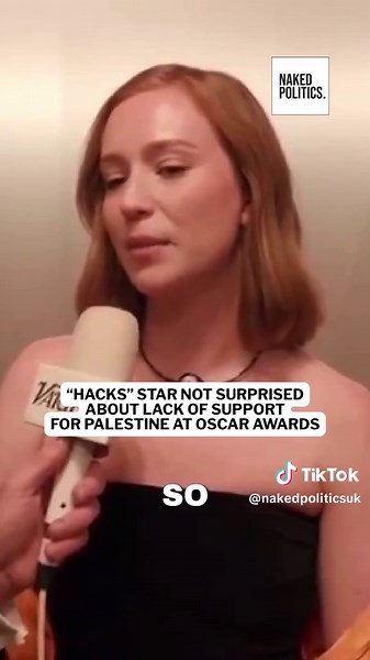 It was most crickets when it came to talking politics at the Academy Awards show last night. Hacks actress Hannah Ebinder who is Jewish and has been outspoken on the Israel genocide in Gaza said she was not surprised about the lack of vocal support for Palestine at The Oscars. 📽️ Variety #palestine #israel #gaza