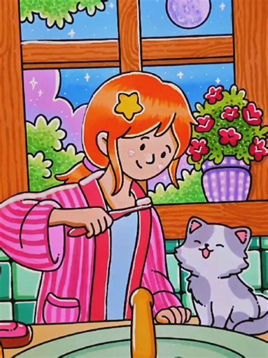 I really enjoyed this page i love the bright colours and the cat is a cutie 💓 😍 From Cat & Chill Colouring Book from @Maison Nook Coloring #colortok #ohuhumarkers #catandchill #maisonnookcoloring #colouring