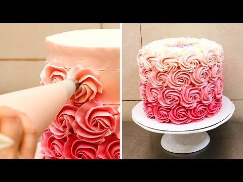 Swirl Buttercream Rosettes Cake / Torta De Rosas by CakesStepbyStep