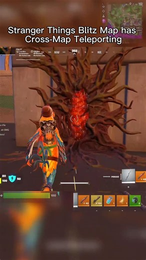 Nimbusderp - Gaming and Entertainment on Instagram: "I have never been more confused in my life... 💀😂 I was exploring the Stranger Things Blitz map and stumbled onto this portal. I thought I just found the ultimate cheat code for rotating across the map... until I looked at my health bar. 📉 But this was just due to storm already moving in, have you guys found this already and I’m just late to the party?"