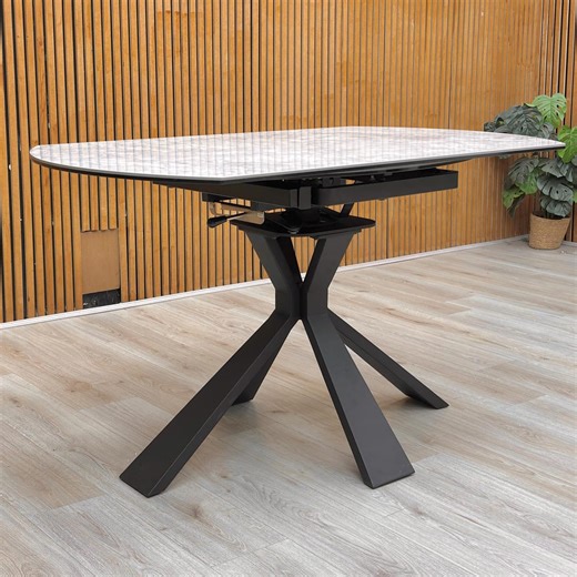 Furniture Village 'crete' White Ceramic Top 80cm Round Swivel Extending Dining Table - Etsy