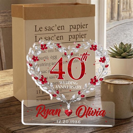 40th Wedding Anniversary Acrylic Block – Personalized Couple Gift, Ruby Anniversary Keepsake for Husband & Wife - Etsy