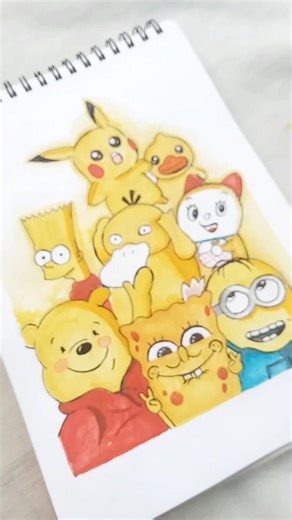 Cute Yellow Cartoon Watercolor Painting 💛✨ | So Satisfying 🎨 | Artistic Deep