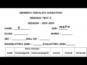 Class-5 Maths / PT-2 Sample Question Paper of PERIODIC TEST-2 For KENDRIYA VIDYALAYA Students