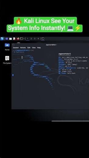 🔥 Kali Linux Fastfetch See Your System Info Instantly! 💻⚡#shorts #youtubeshorts