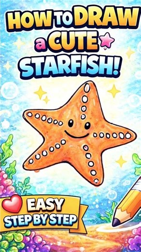 Cute Starfish Drawing You NEED to See ⭐🐚 #Shorts