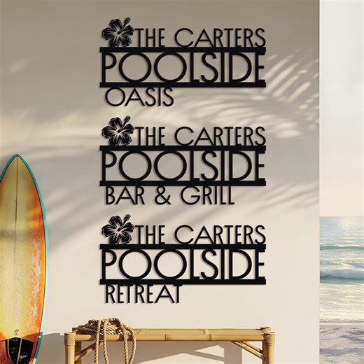 Personalized Palm Tree Metal Sign, Tropical Poolside Oasis Decor - Etsy