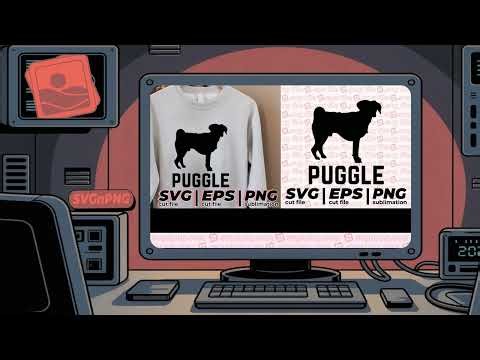 Puggle Dog Silhouette Cut File for Cricut, SVG | Instant Download (PNG/JPG/PDF) #svgnpng