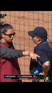 Missouri vs Arkansas, runner lane violation is challenged for video review #softball | Dr Softball