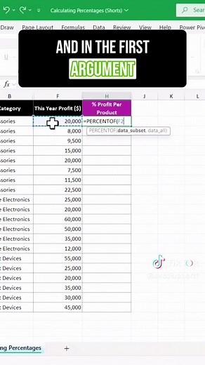 Calculating Percentages in Excel Using the Formula
