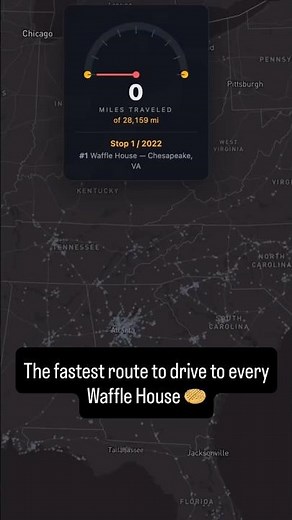 The fastest way to visit every Waffle House #maps #wafflehouse #geography