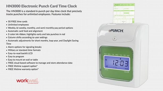 u Punch HN3000 Electronic Punch Card Time Clock