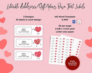 Druckbare Adressetiketten, Aufkleber, Geschenk, bearbeitbare Textetiketten. 30/Seite. MS Word Vorlage & PDF - Etsy.de
