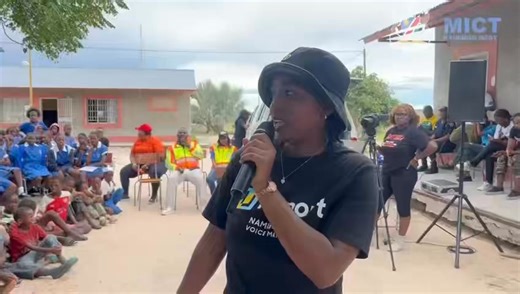 CALL FOR HELP | Elizabeth Hamurenge, Uitani ChildLine Radio Coordinator at LifeLine/ChildLine Namibia, encouraged learners at Mururani Combined School to reach out for support through the toll-free numbers 116 or 106. She shared this message during a school engagement on responsible internet use held on Thursday. | Ministry of Information and Communication Technology - Republic of Namibia