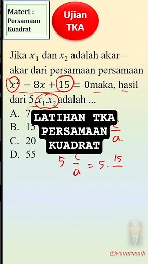latihan TKA persamaan kuadrat #maths #matematika